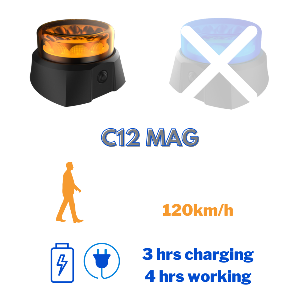 C12MAG LED beacon with battery-Amber-080414A